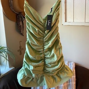 Strapless Green Ruffle Dress - Lulus